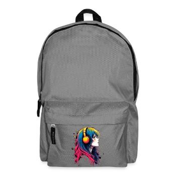 Colored anime character with headphones - Backpack - elephant grey - Front