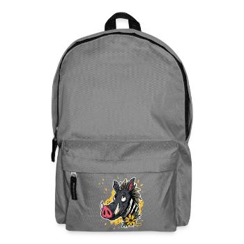 Cartoon Warzenschwein Zebra Blume - Rucksack - Mittelgrau - Vorne