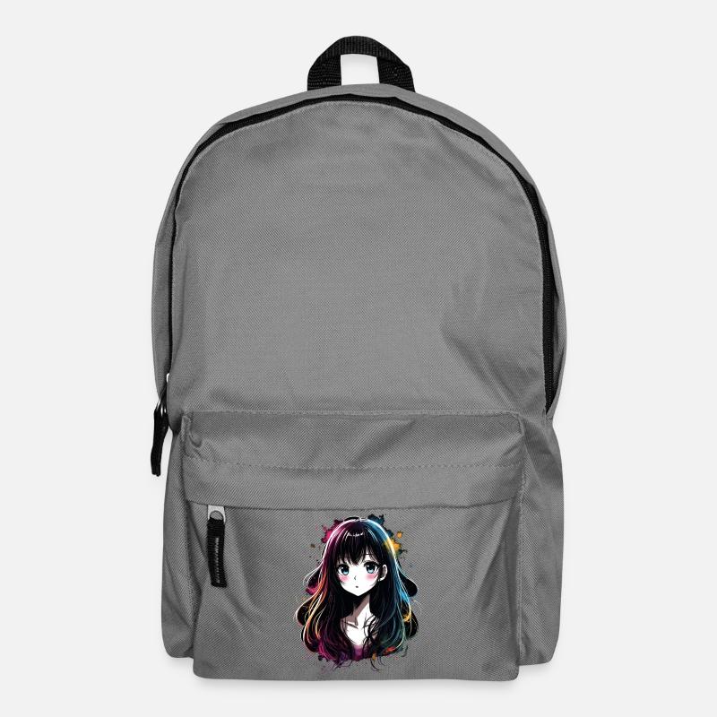 Anime Mädchen mit buntem Farbverlauf - Rucksack - Mittelgrau