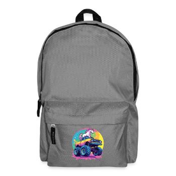 Glowing unicorn on monster truck - Backpack - elephant grey - Front