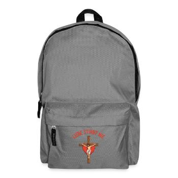 Liebe Stirbt Nie Kreuz Herz Jesus Gott  - Rucksack - Mittelgrau - Vorne