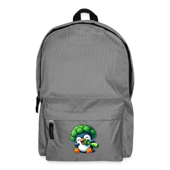 Pingouin drôle avec chapeau végétal de brocoli Vegan - Sac à dos - gris éléphant - Devant