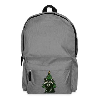 Christmas raccoon in front of Christmas tree - Backpack - elephant grey - Front