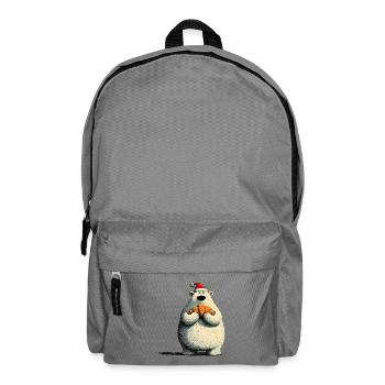 Christmas Polar Bear with Croissant - Backpack - elephant grey - Front