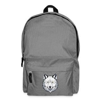 White wolf head illustration - Backpack - elephant grey - Front