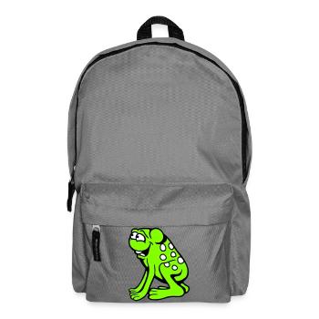 Frosch Kröte lacht lustig albern frech sitzt Comic - Rucksack - Mittelgrau - Vorne