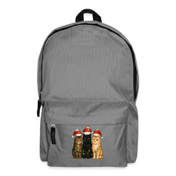Katzen Weihnachten Lichterkette Weihnachtsmütze - Rucksack - Mittelgrau - Vorne