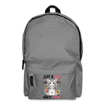 Girl Tigers with Flower Heart - Backpack - elephant grey - Front