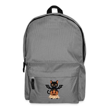 Halloween cat with pumpkin - Backpack - elephant grey - Front