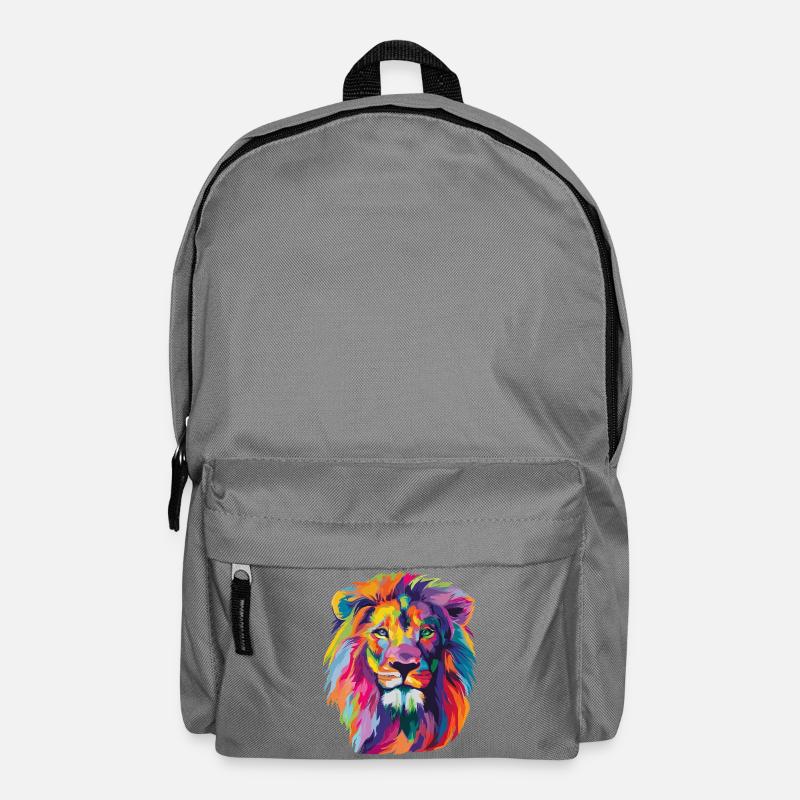Löwe Bunter Löwenkopf Pop Art - Rucksack - Mittelgrau