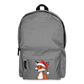Renard avec chapeau de Père Noël dessin animé - Sac à dos - gris éléphant - Devant