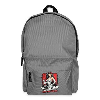 Tuned for Trouble – Retro Auto Girl Design - Backpack - elephant grey - Front