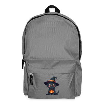 Halloween Cat with Halloween Pumpkin - Backpack - elephant grey - Front