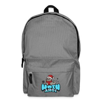 Moin & Ahoi | Seerobbe mit Weihnachtsmütze - Rucksack - Mittelgrau - Vorne