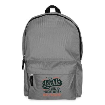 Ich lächle, weil ich nicht weiß, was passiert - Rucksack - Mittelgrau - Vorne