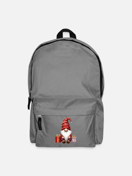 Weihnachtswichtel Mit Lichterkette Und Päckchen - Rucksack - Mittelgrau