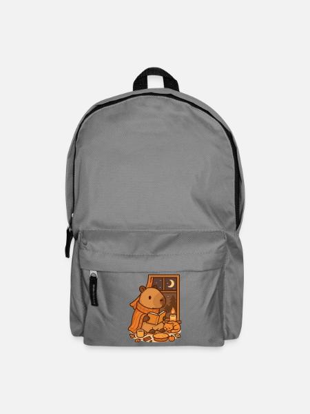 Capybara Reading Nook – Cozy Herbstabend - Rucksack - Mittelgrau