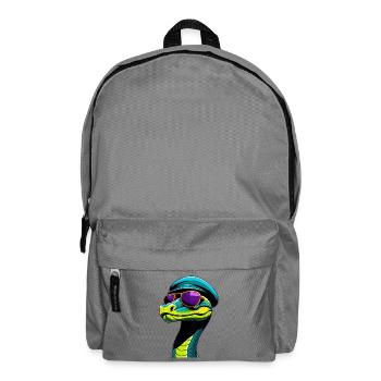 Neon-Kobra mit Retro Helm und Sonnenbrille - Rucksack - Mittelgrau - Vorne