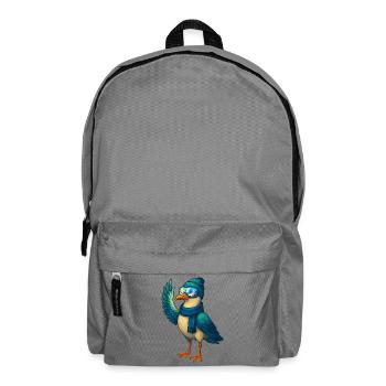 Coole Wintermöwe mit Skibrille & Mütze - Rucksack - Mittelgrau - Vorne