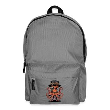 Oktopus Im Steampunk Stil Mit Monokel - Rucksack - Mittelgrau - Vorne