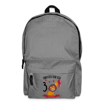 Birthday Lion 3 Year Old Leo Party Gift - Backpack - elephant grey - Front