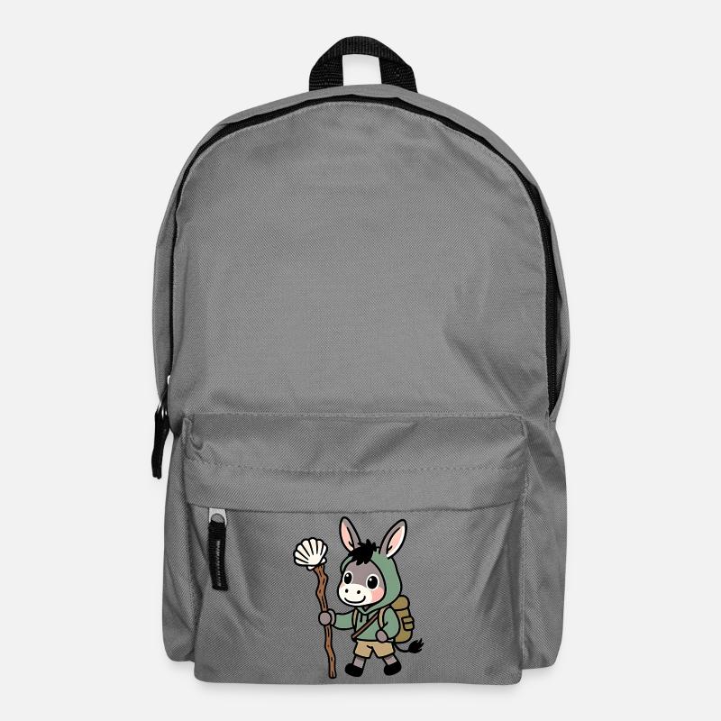 Esel im Outfit eines Pilgerwanderers nach Compostela - Rucksack - Mittelgrau