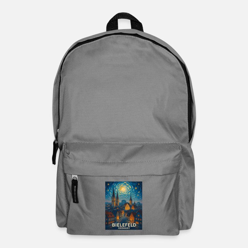 Bielefeld Nachtpanorama Skyline - Rucksack - Mittelgrau