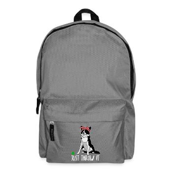 Just Throw It Border Collie Dog Moms and Dads - Backpack - elephant grey - Front