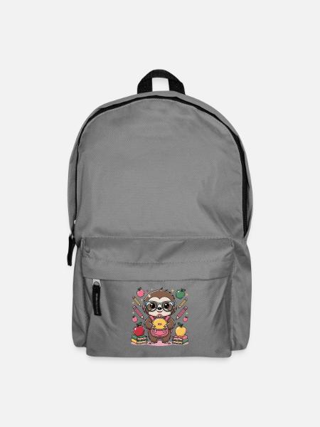 Süßes Faultier Mit Rucksack Und Brille Umgeben - Rucksack - Mittelgrau