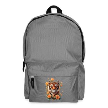 Tigre avec des vrilles de fleurs ornement - Sac à dos - gris éléphant - Devant