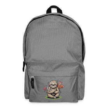 Selbstbewusstes Faultier mit Begleitfreunden - Rucksack - Mittelgrau - Vorne