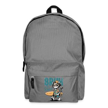 Surfer cat with surfboard - Backpack - elephant grey - Front
