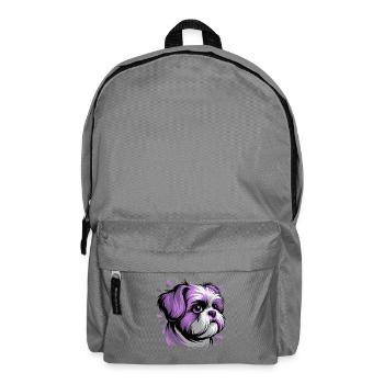 Portrait de tête de chien violet - Sac à dos - gris éléphant - Devant