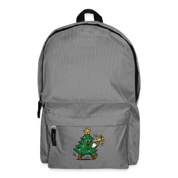 Christmas Tree Playing Trumpet Fun Holiday - Backpack - elephant grey - Front