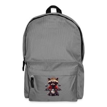 raton laveur sur moto au look rétro - Sac à dos - gris éléphant - Devant