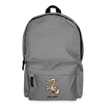 Pelikan mit Ball – Sportlicher Mascot - Rucksack - Mittelgrau - Vorne