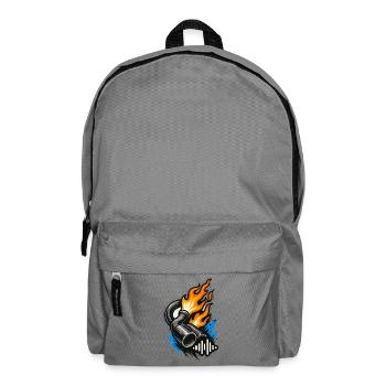 Flammender Auspuff Tuning Shirt Auto Motorrad - Rucksack - Mittelgrau - Vorne