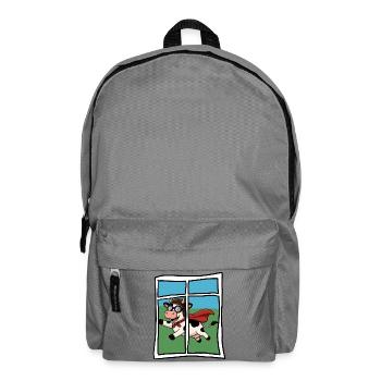 Cow Hero Comic "A Cow Flies Past the Window" - Backpack - elephant grey - Front