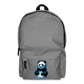 Blauer Panda am Musik hören - Rucksack - Mittelgrau - Vorne