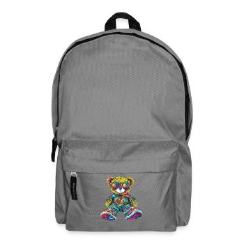 Colorful bear teddy bear with sunglasses - Backpack - elephant grey - Front