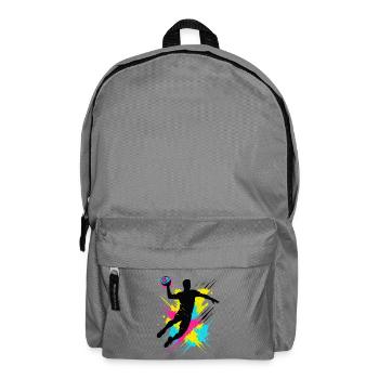 Handball Spieler Splash, bunter Sprungwurf, Action - Rucksack - Mittelgrau - Vorne