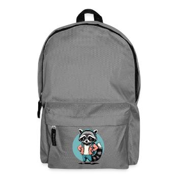Raccoon DJ in Hoodie - Backpack - elephant grey - Front