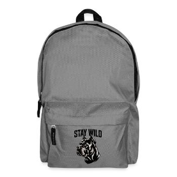 Bleib Wild Hunde Motiv Stärke - Rucksack - Mittelgrau - Vorne