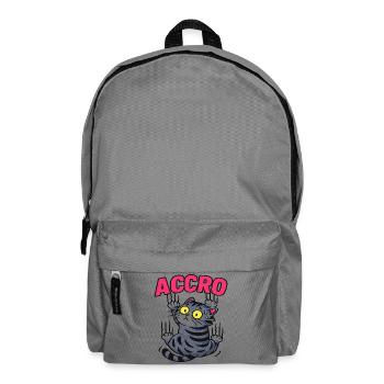 Chat ACCRO Humour Design Cartoon Mignon Cadeau - Sac à dos - gris éléphant - Devant
