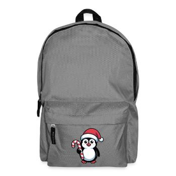 Penguin Santa with candy cane - Backpack - elephant grey - Front