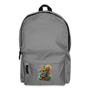 Masque tiki floral tropical imprimé - Sac à dos - gris éléphant - Devant