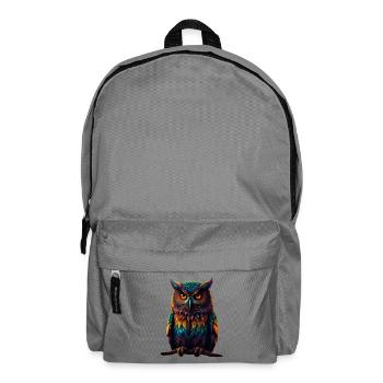Plumes de hibou colorées, yeux néon - Sac à dos - gris éléphant - Devant