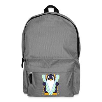 Pinguin Skifahrer Ski Wintersport - Rucksack - Mittelgrau - Vorne