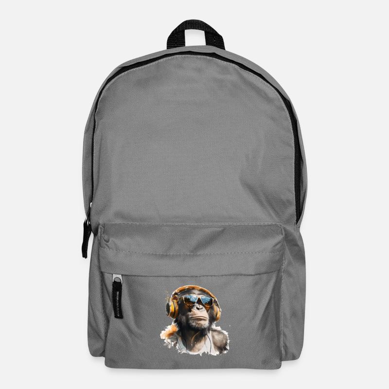 Cooler Affe mit Kopfhörer und Sonnenbrille - Rucksack - Mittelgrau