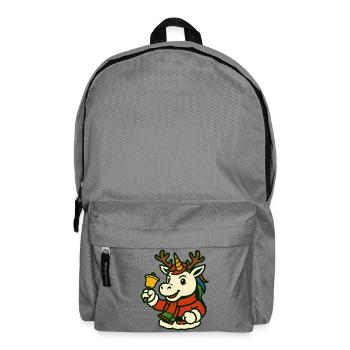 Weihnachtseinhorn mit Glocken-Maskottchen-Kunst - Rucksack - Mittelgrau - Vorne